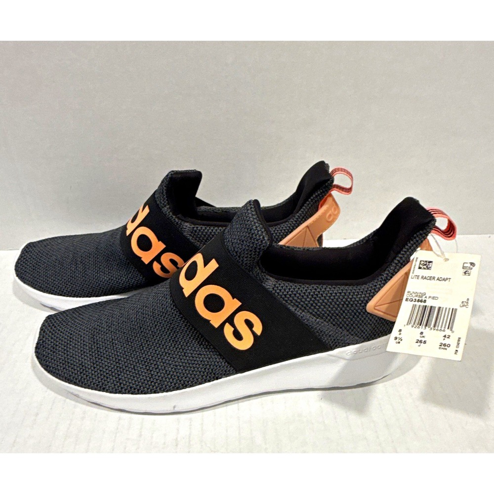 adidas Lite Racer Adapt Mens 9.5 Slip-On Low Top Running Sneakers Black EG3668